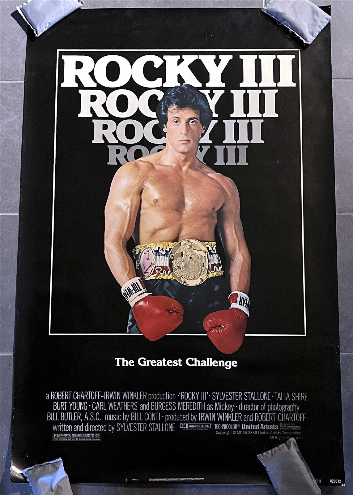 Sylvester Stallone ROCKY III Carl Weathers original rolled movie poster 27x40