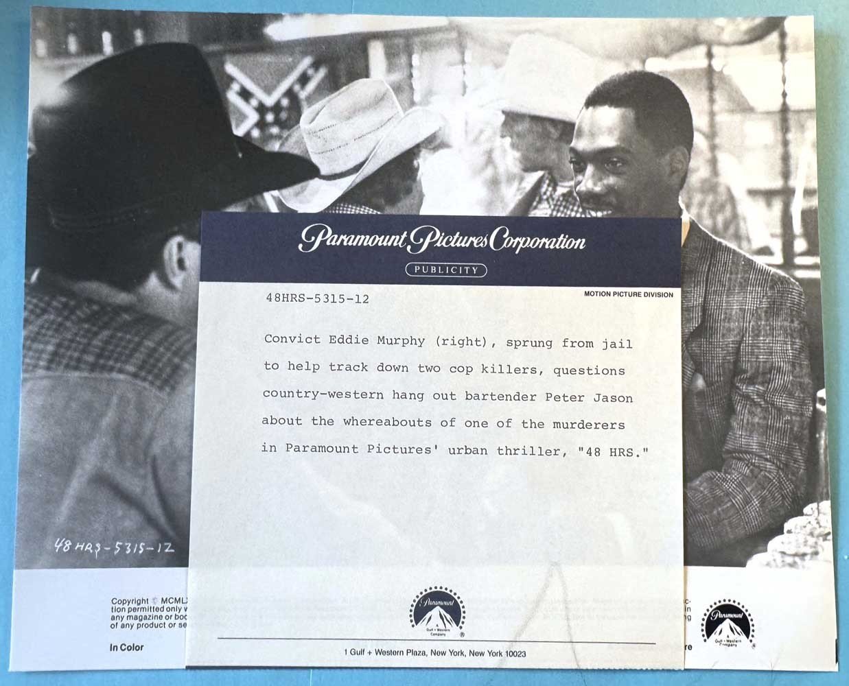 Eddie Murphy 48 HRS Peter Jason original 10x8 press photo 1982