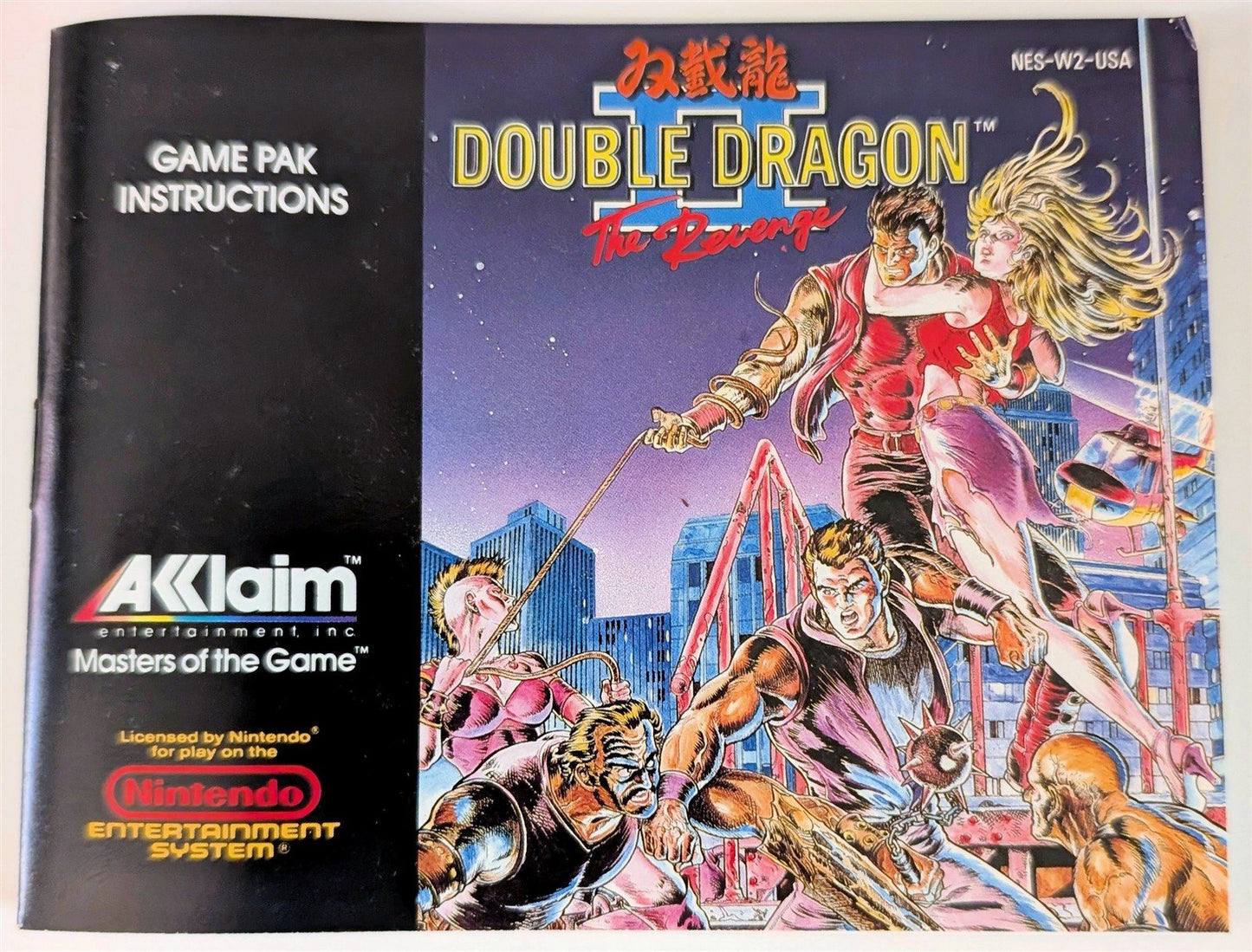DOUBLE DRAGON II: THE REVENGE Nintendo NES 1990, Game Box Manual, Used, Tested