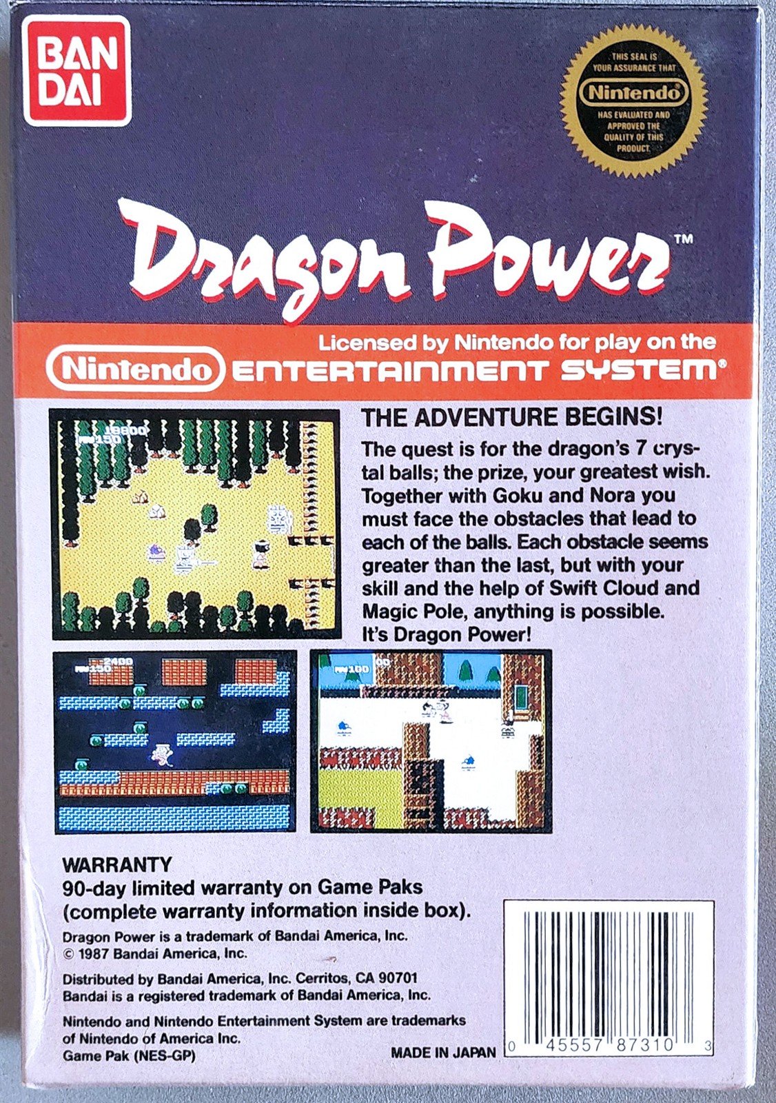 DRAGON POWER Nintendo NES Bandai 1988, Game, Sleeve, Box, Manual, Tested