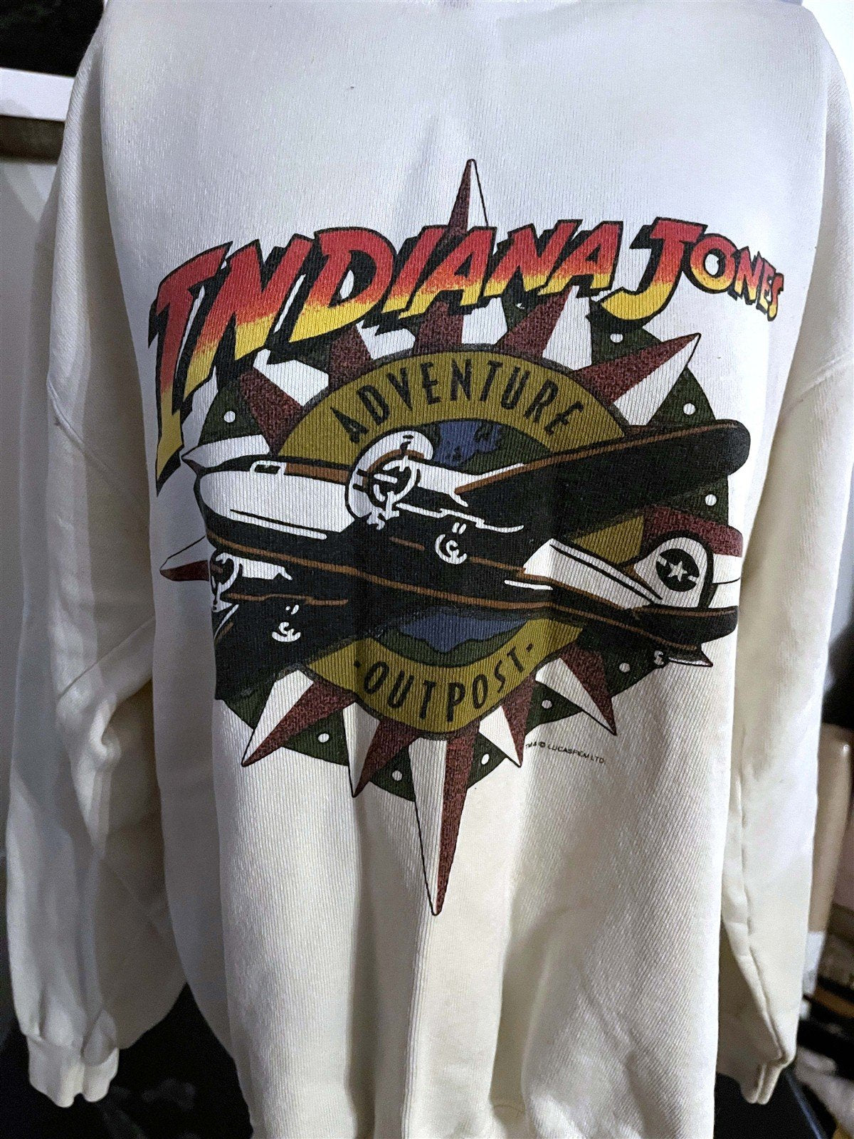 1990's Disneyland INDIANA JONES ADVENTURE OUTPOST vintage airplane sweatshirt