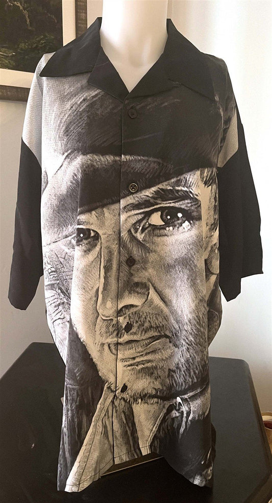 Vtg 1990's Disney INDIANA JONES short sleeve dress shirt full face