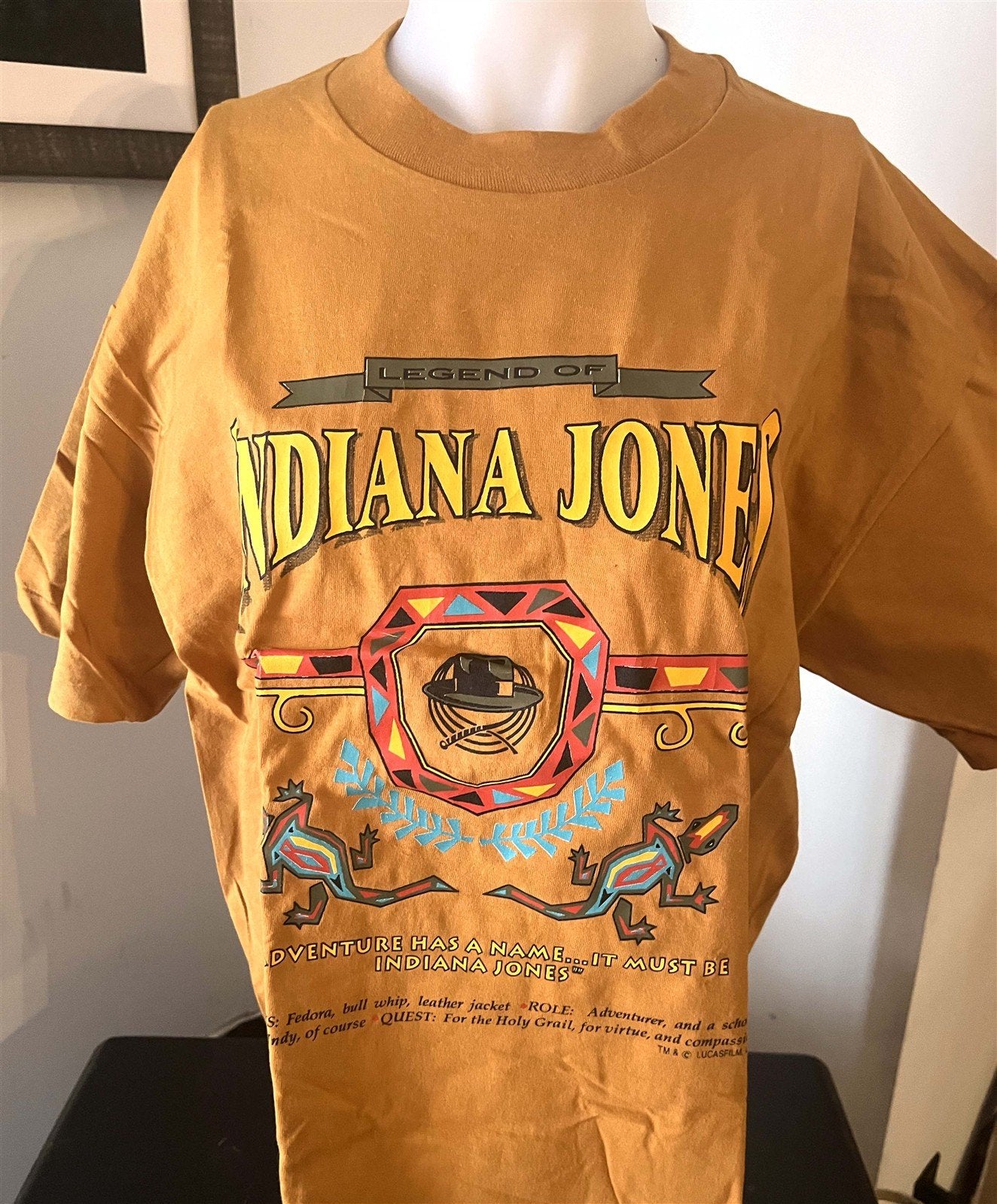 1990's Disney World LEGEND OF INDIANA JONES iconography tee shirt NEW