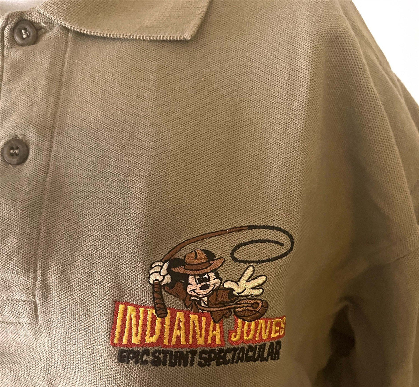 1990's Disney World EPIC STUNT SPECTACULAR INDIANA JONES embroidered shirt NEW
