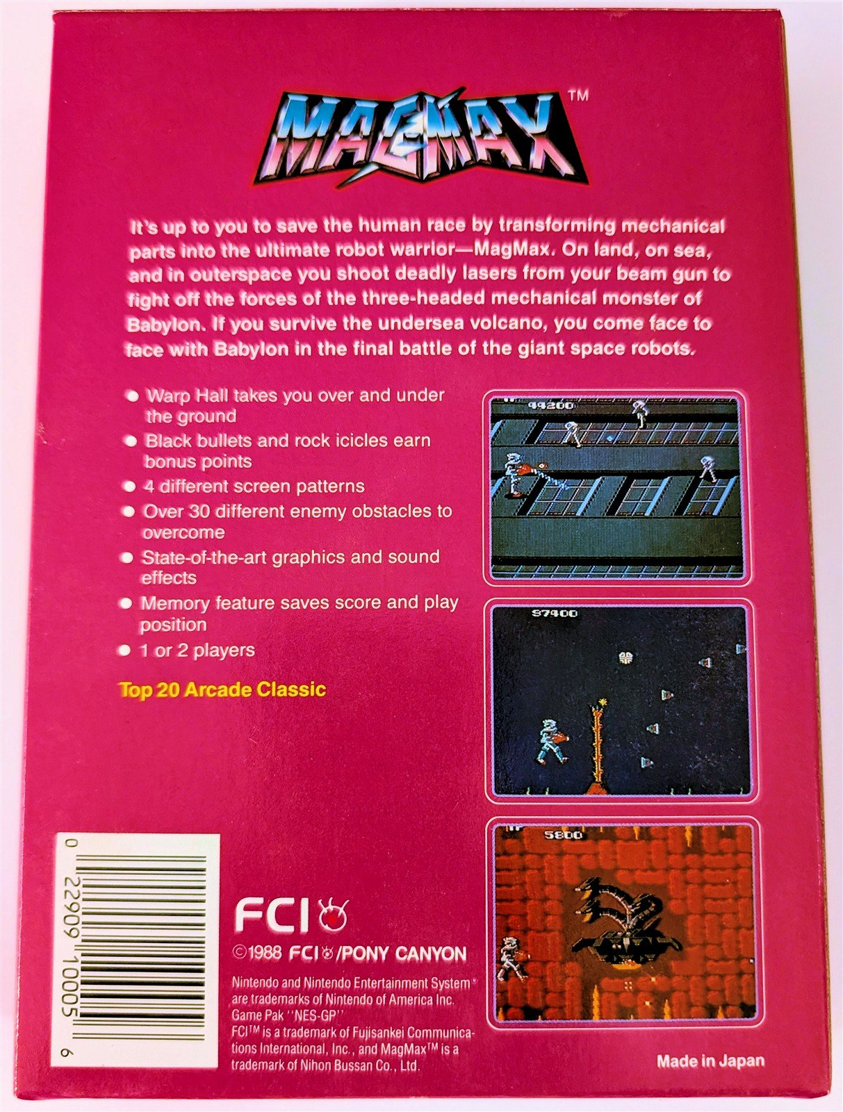 MAGMAX Nintendo NES FCI 1988, Game, Sleeve, Box, Manual, Used, Tested