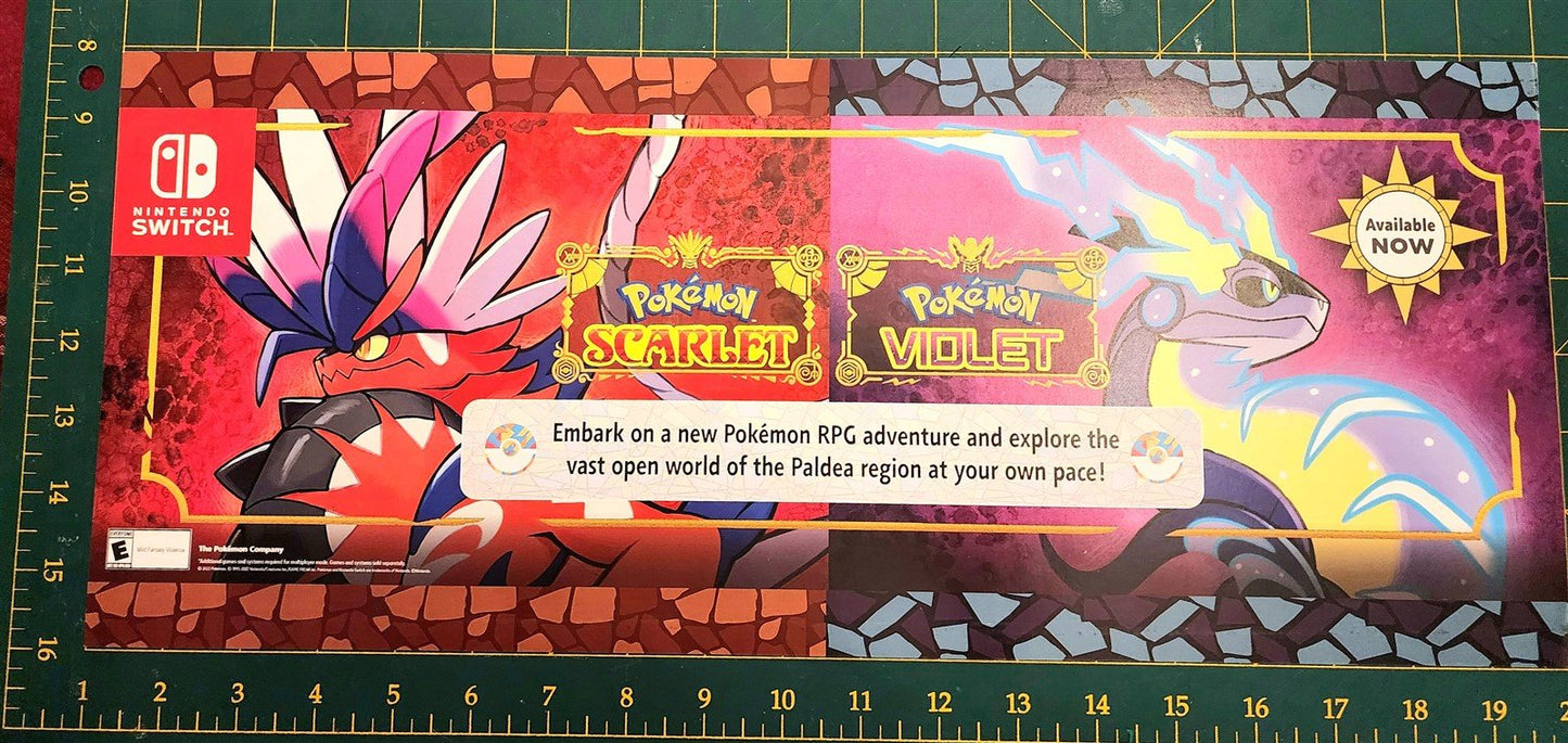 Nintendo SWITCH wall display signage POKEMON SCARLET VIOLET store sign MINT
