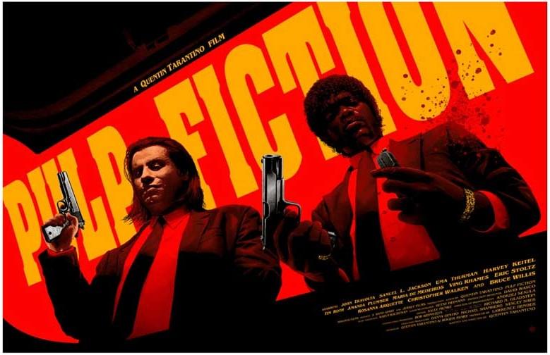 Samuel L Jackson PULP FICTION John Travolta movie poster 17x11 Quentin Tarantino