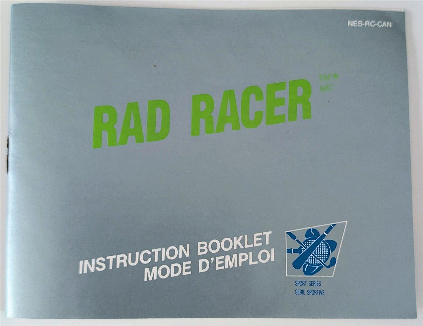 RAD RACER Nintendo NES 1987 Game Box Manual, Used Cdn Version NO GLASSES Tested
