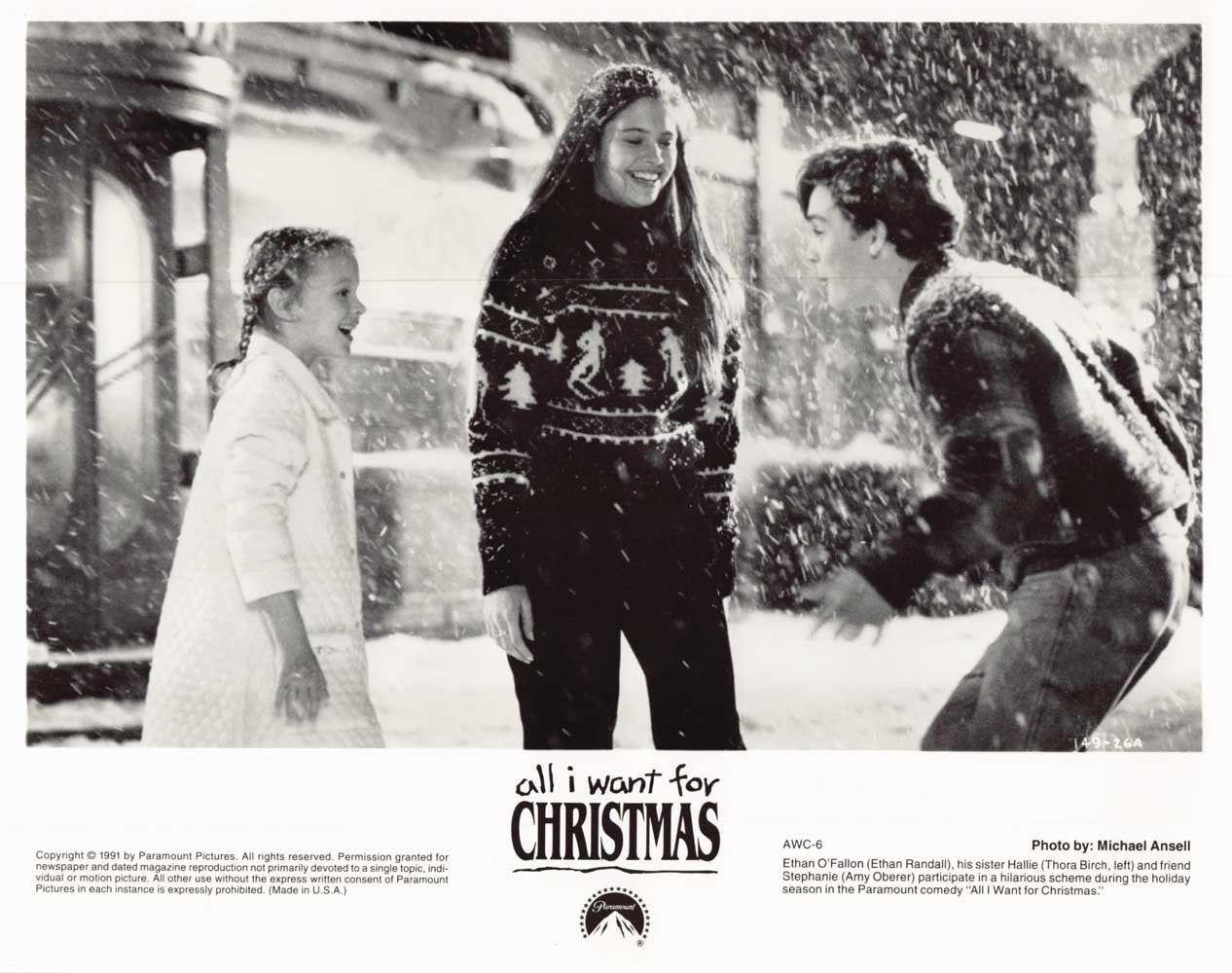 Thora Birch ALL I WANT FOR CHRISTMAS Ethan Randall original 10x8 photo 1991