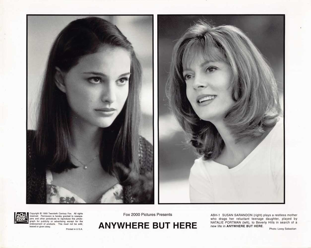Susan Sarandon ANYWHERE BUT HERE Natalie Portman original press photos 1999