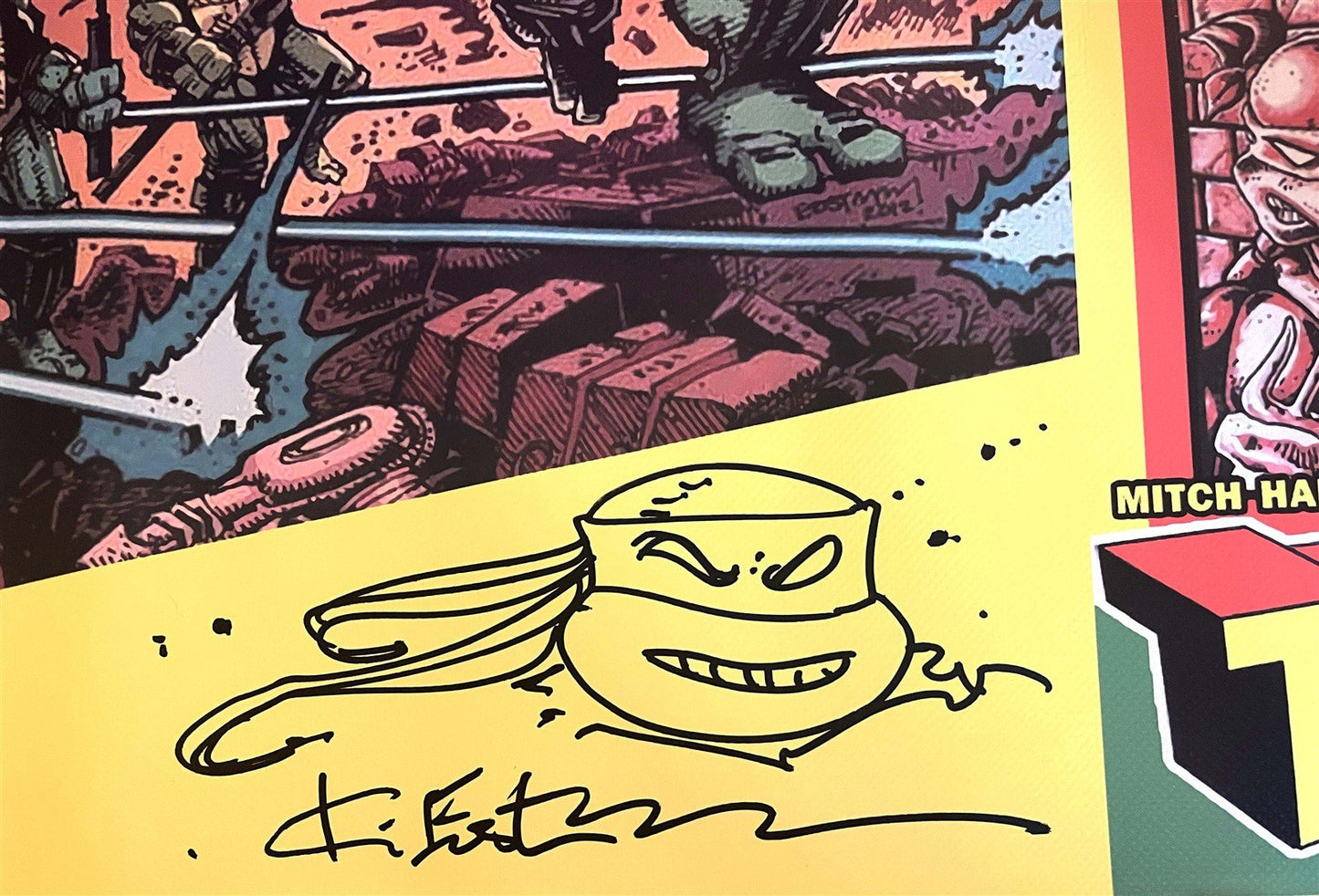 Kevin Eastman TEENAGE MUTANT NINJA TURTLES vinyl banner 30x47 SIGNED REMARQED