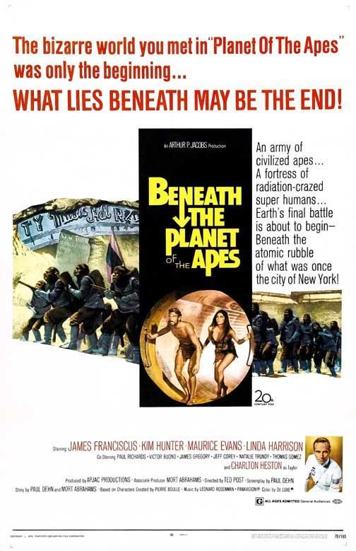 James Franciscus BENEATH THE PLANET OF THE APES Kim Hunter movie poster 11x17