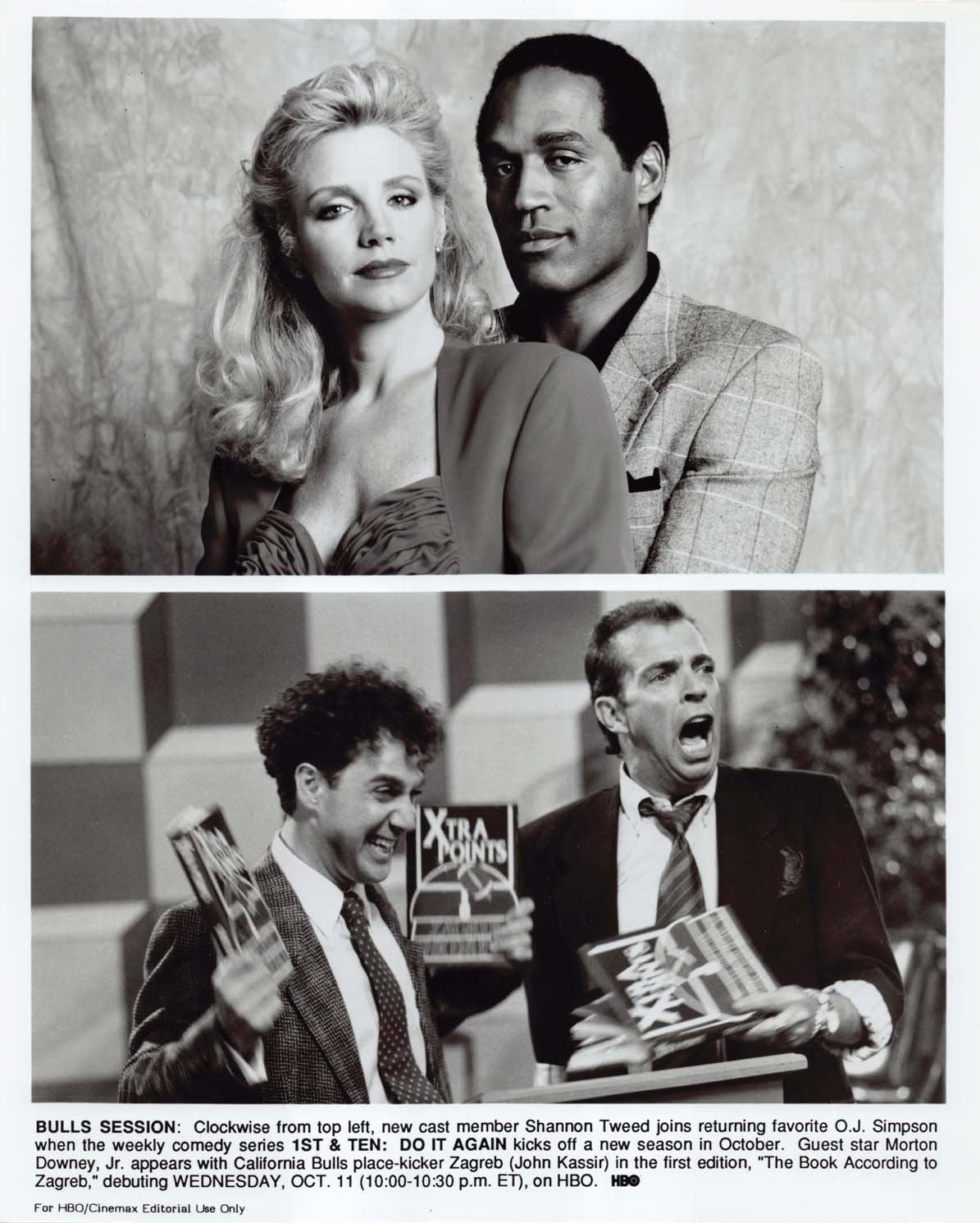 O.J. Simpson 1ST & TEN Shannon Tweed original 8x10 HBO press photo 1989