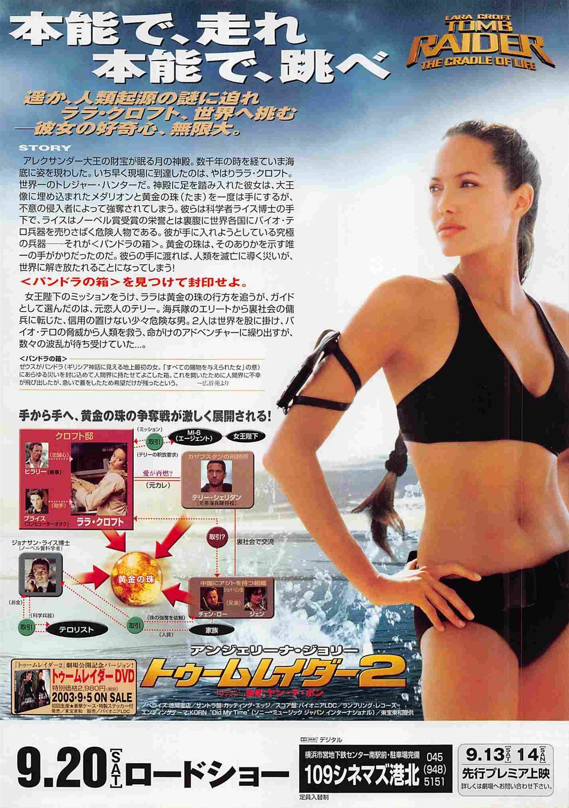 Angelina Jolie TOMB RAIDER CRADLE OF LIFE Japanese movie flyer Chirashi v2