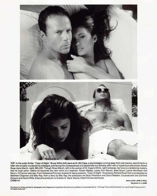 Bruce Willis COLOR OF NIGHT Jane March original 8x10 press photo 1994