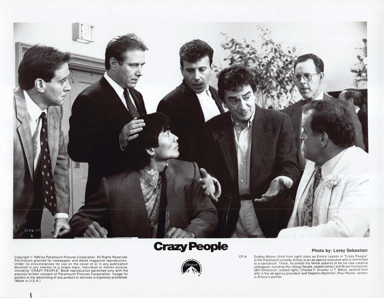 Dudley Moore CRAZY PEOPLE Paul Reiser J.T. Walsh original 10x8 press photo 1990