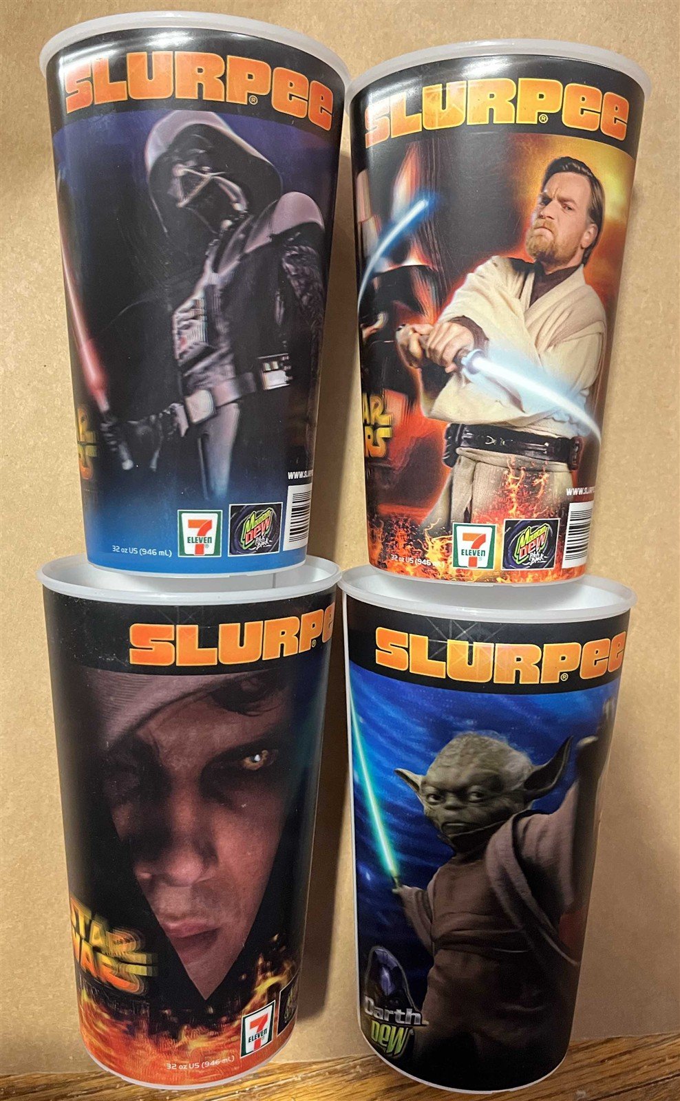 2005 Star Wars REVENGE OF THE SITH lenticular 7-11 slurpee cups (set of 4)