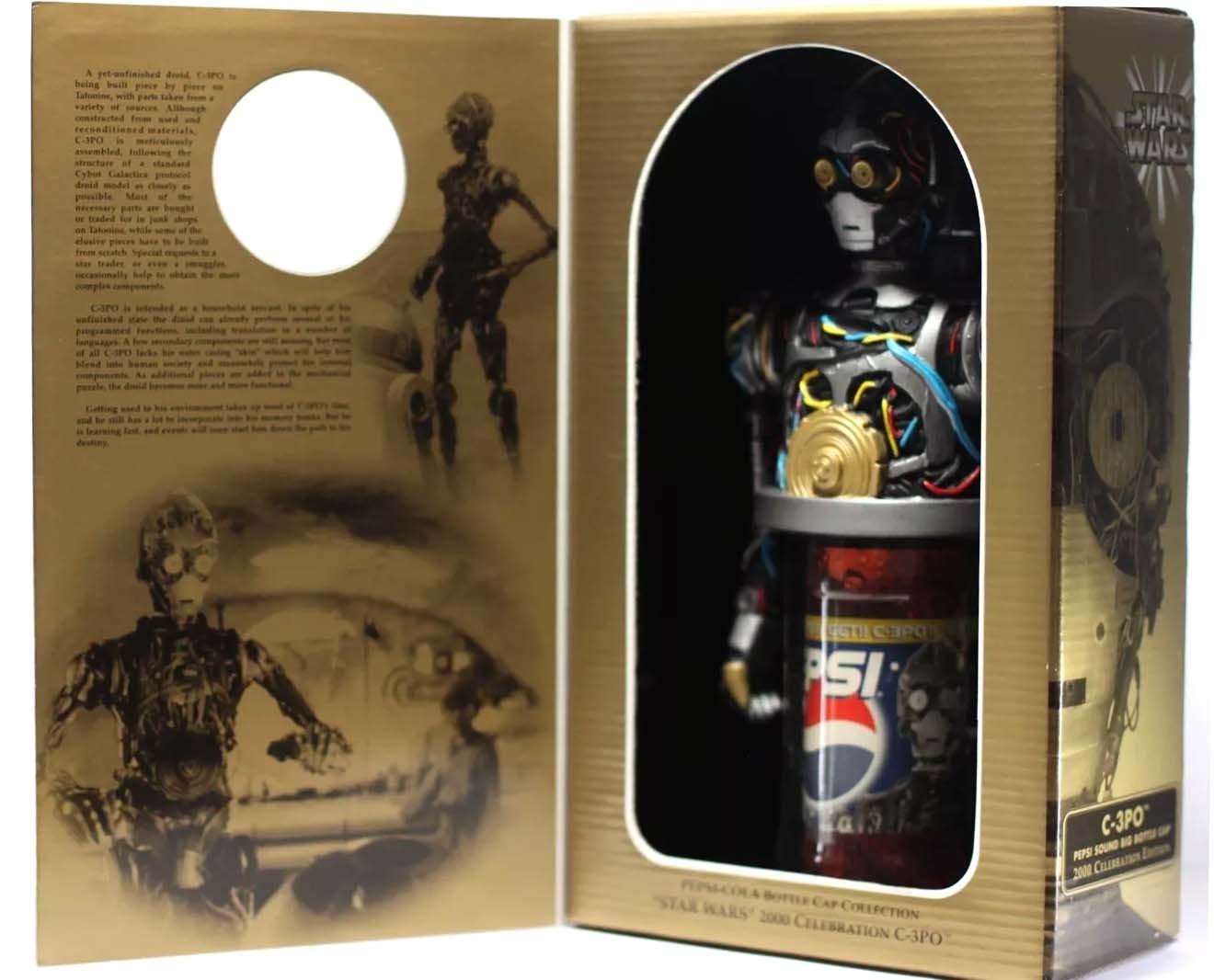Star Wars 2000 Celebration Pepsi C-3PO Sound Big Bottle Cap Japan