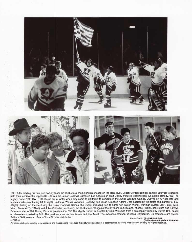 Colombe Jacobsen D2 MIGHTY DUCKS Justin Wong original 8x10 press photo 1994