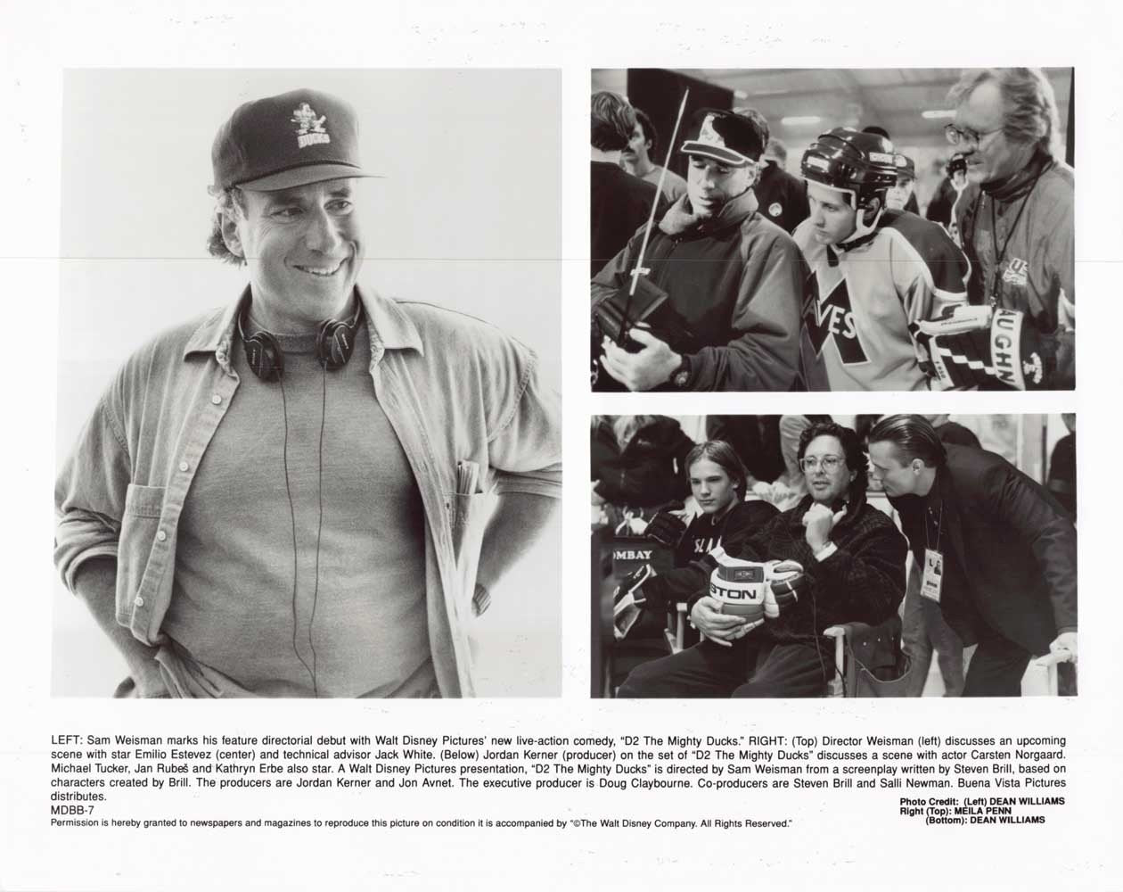 Emilio Estevez D2 MIGHTY DUCKS Sam Weisman original 10x8 press photo 1994