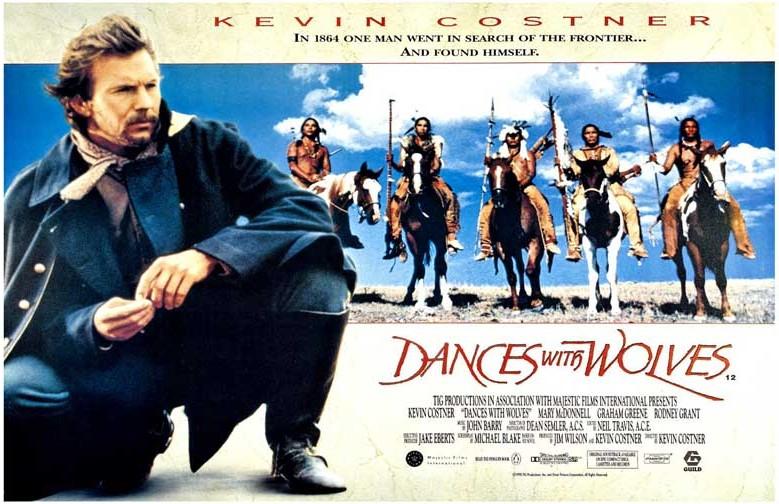 Kevin Costner DANCES WITH WOLVES Mary McDonnell movie poster 17x11