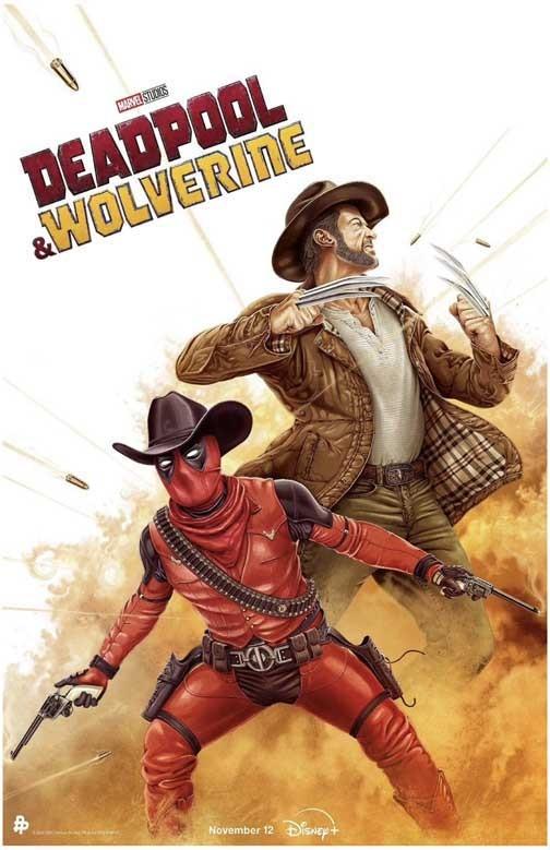 Ryan Reynolds DEADPOOL & WOLVERINE cowboys Hugh Jackman movie poster 11x17