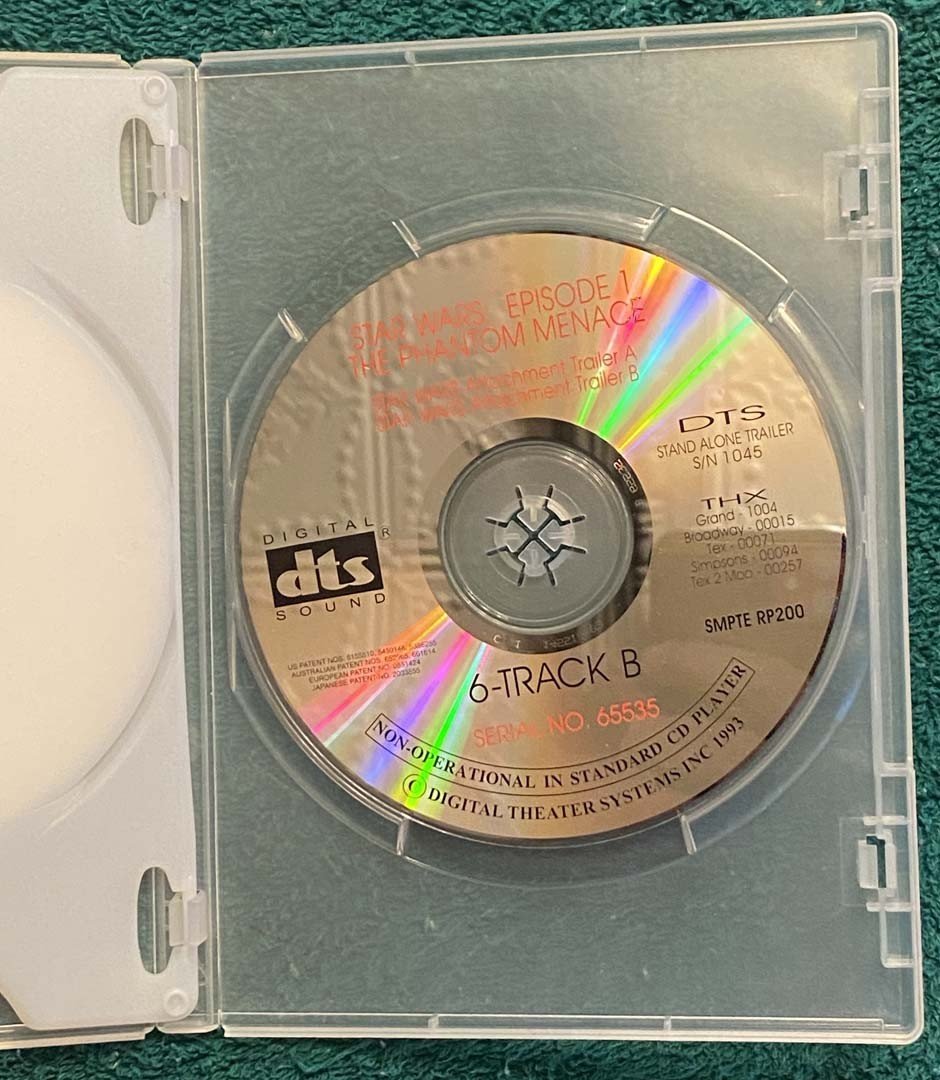 STAR WARS EPISODE 1 PHANTOM MENACE rare theater DTS audio disc set 1999