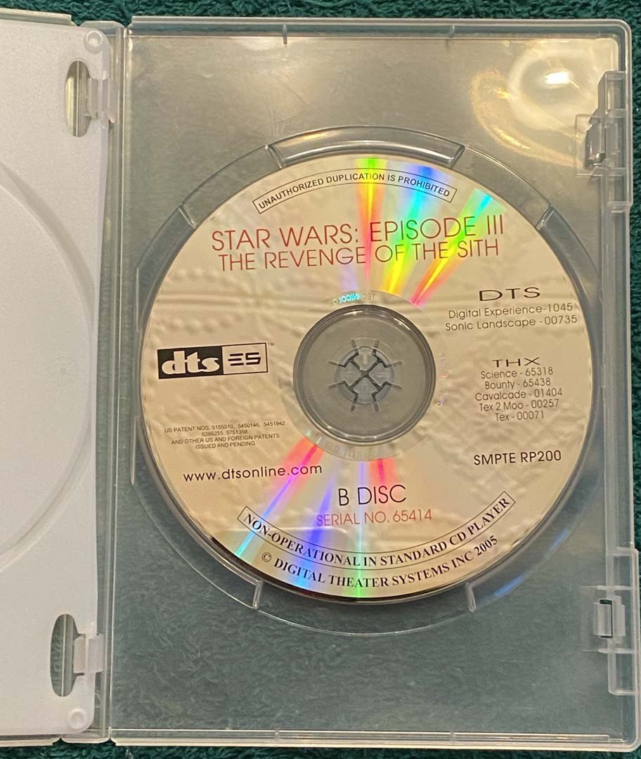 STAR WARS EPISODE 3 REVENGE OF THE SITH rare theater DTS audio disc set 2005