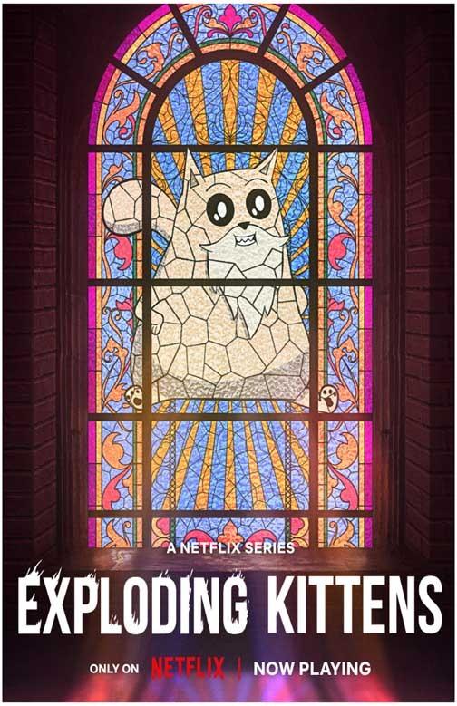 Netflix EXPLODING KITTENS stained glass window movie poster 11x17