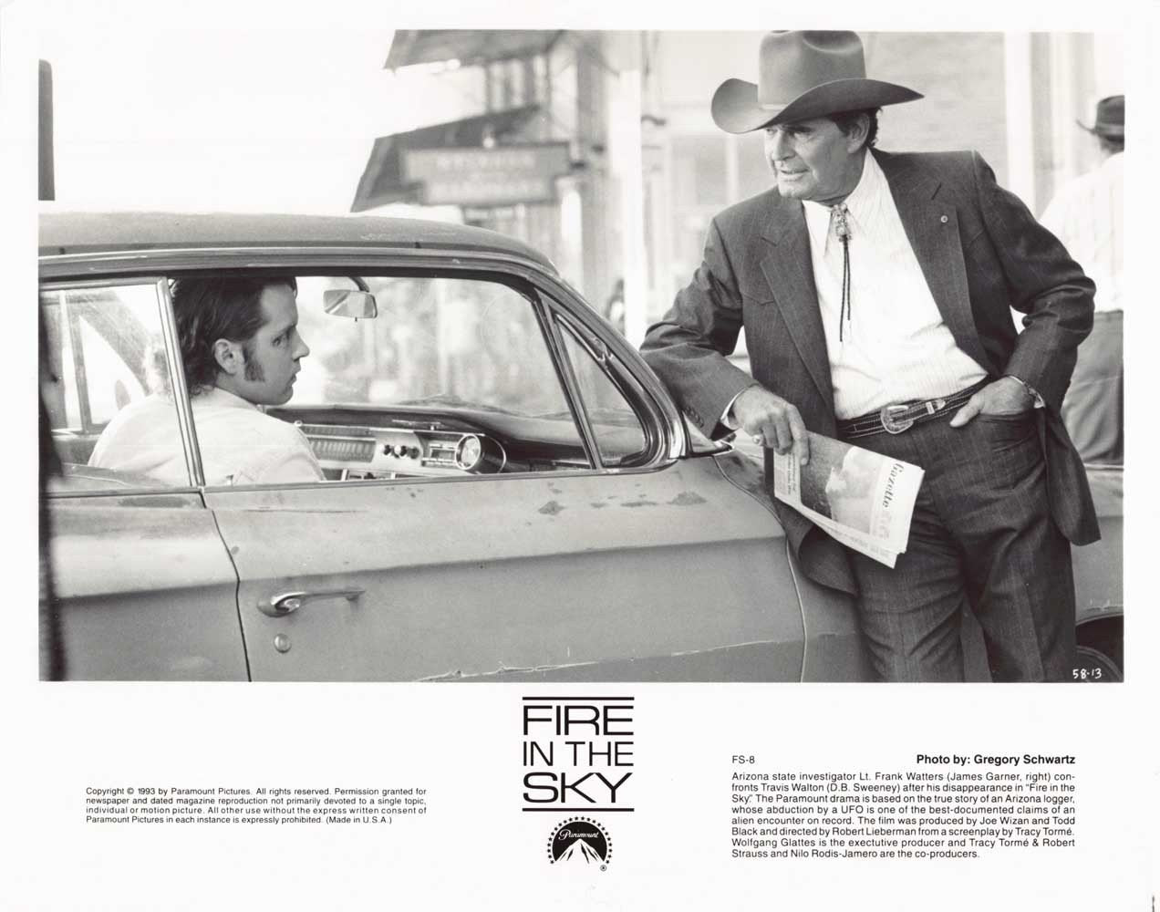 James Garner FIRE IN THE SKY D.B. Sweeney 1993 original 8x10 press photo
