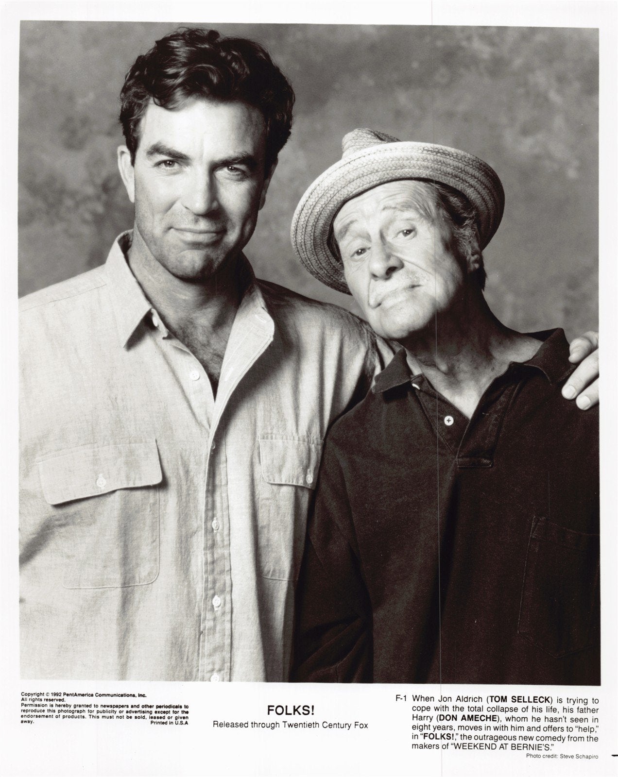 Tom Selleck FOLKS! Don Ameche original 8x10 press photo 1992