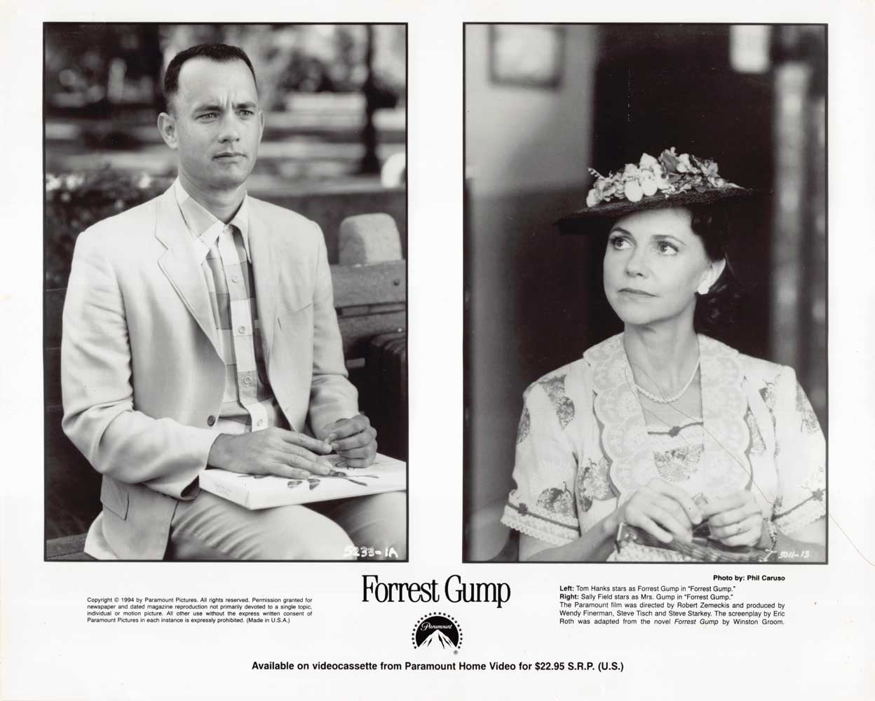 Tom Hanks FORREST GUMP Sally Field original 10x8 press photo 1994