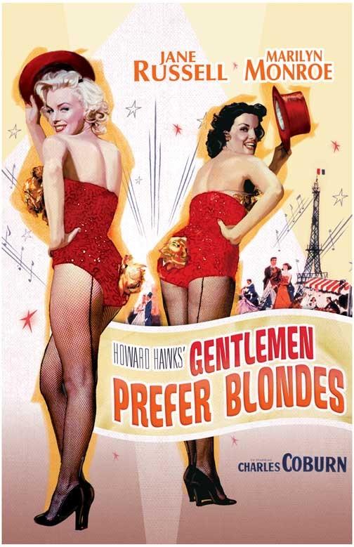 Marilyn Monroe GENTLEMAN PREFER BLONDES Jane Russell movie poster 11x17