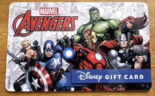 Marvel AVENGERS collectible white gift card Disney Theme Parks