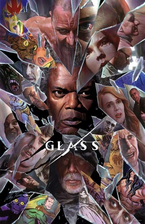Samuel L Jackson GLASS James MacAvoy Bruce Willis advance poster 11x17 Alex Ross