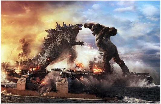 GODZILLA x KONG battling movie poster 17x11