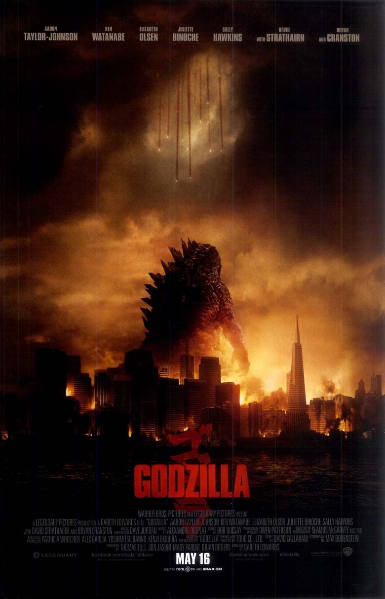 Aaron Taylor-Johnson GODZILLA Ken Watanabe original studio movie poster 11x17