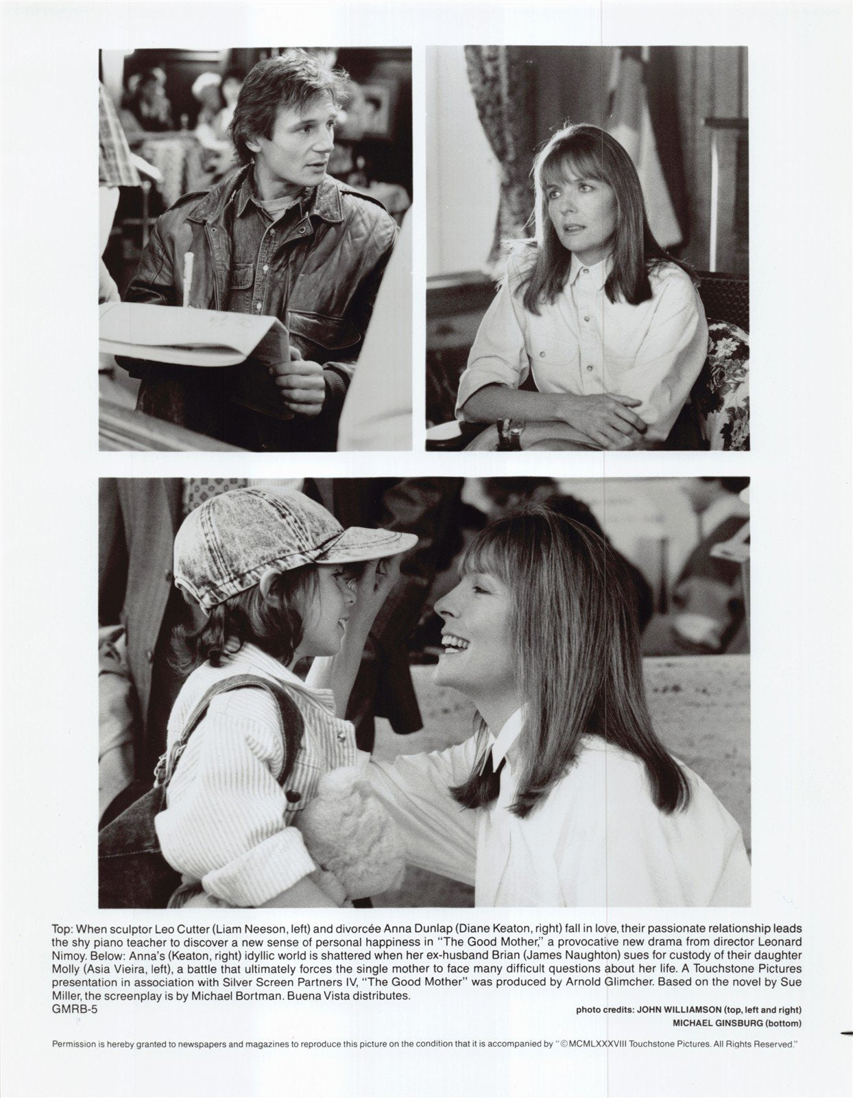 Liam Neeson THE GOOD MOTHER Diane Keaton original 8x10 press photo 1988
