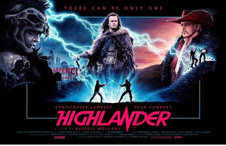 Christopher Lambert HIGHLANDER Sean Connery artwork movie poster 17x11