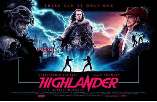 Christopher Lambert HIGHLANDER Sean Connery artwork movie poster 17x11