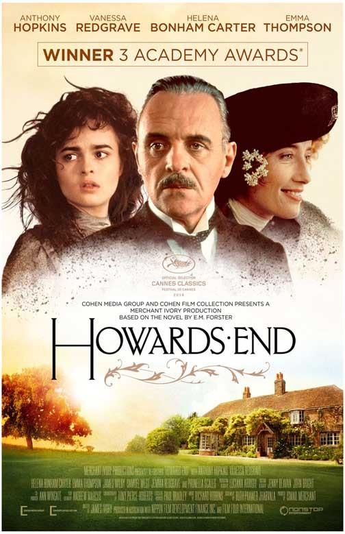 Anthony Hopkins HOWARDS END Vanessa Redgrave Emma Thompson movie poster 11x17
