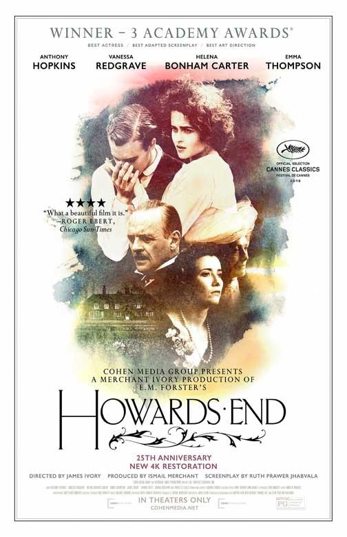 Anthony Hopkins HOWARDS END Emma Thompson 25th Anniversary movie poster 11x17