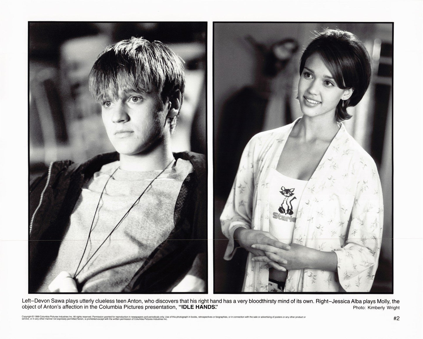Devon Sawa IDLE HANDS Jessica Alba original 10x8 press photo 1999