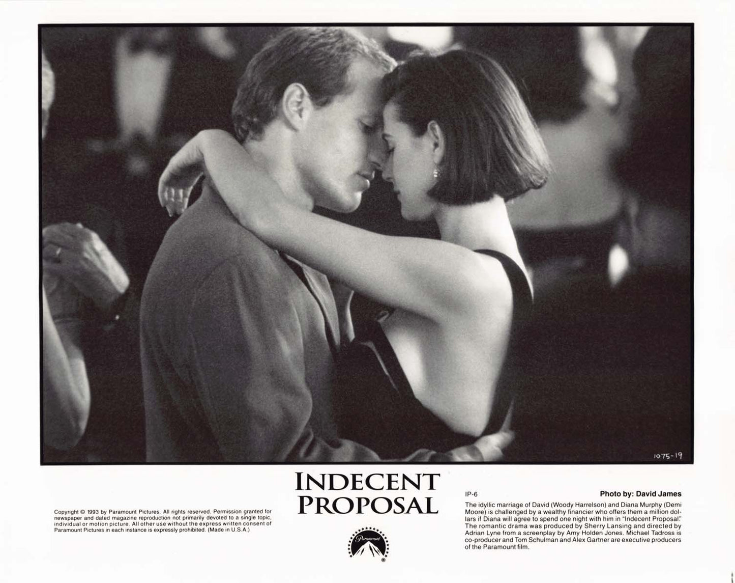 Demi Moore INDECENT PROPOSAL Woody Harrelson Robert Redford press photos