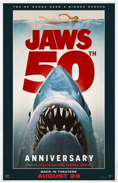 Roy Scheider JAWS Robert Shaw 50th Anniversary movie poster 11x17 Spielberg
