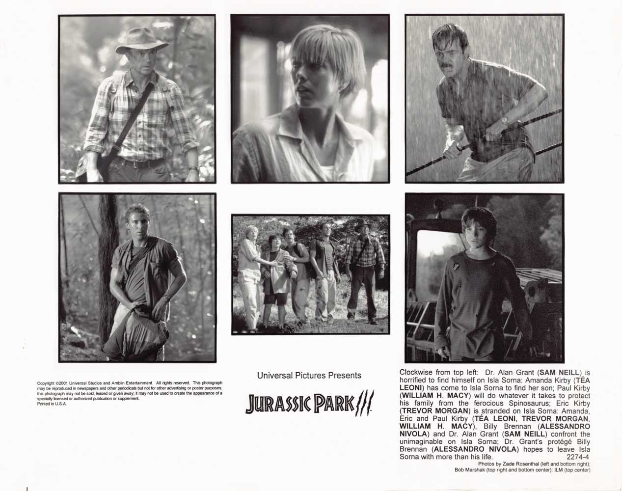 Sam Neill JURASSIC PARK 3 William H. Macy Téa Leoni original 10x8 press photo
