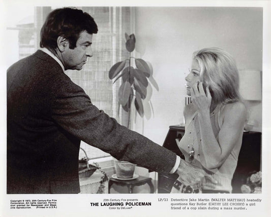 Walter Matthau LAUGHING POLICEMAN Cathy Lee Crosby original press photo 1973