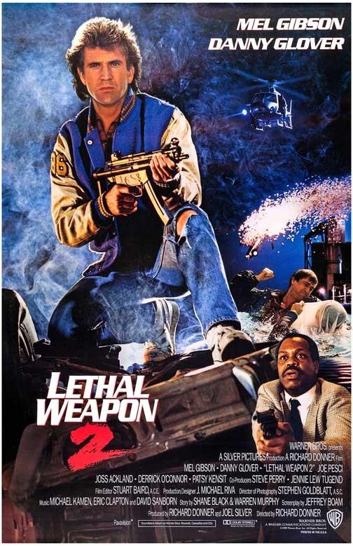Mel Gibson LETHAL WEAPON 2 Danny Glover int. movie poster 11x17