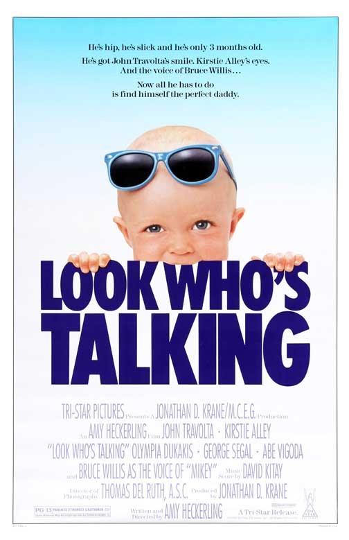 John Travolta LOOK WHO'S TALKING Kirstie Alley Bruce Willis movie poster 11x17