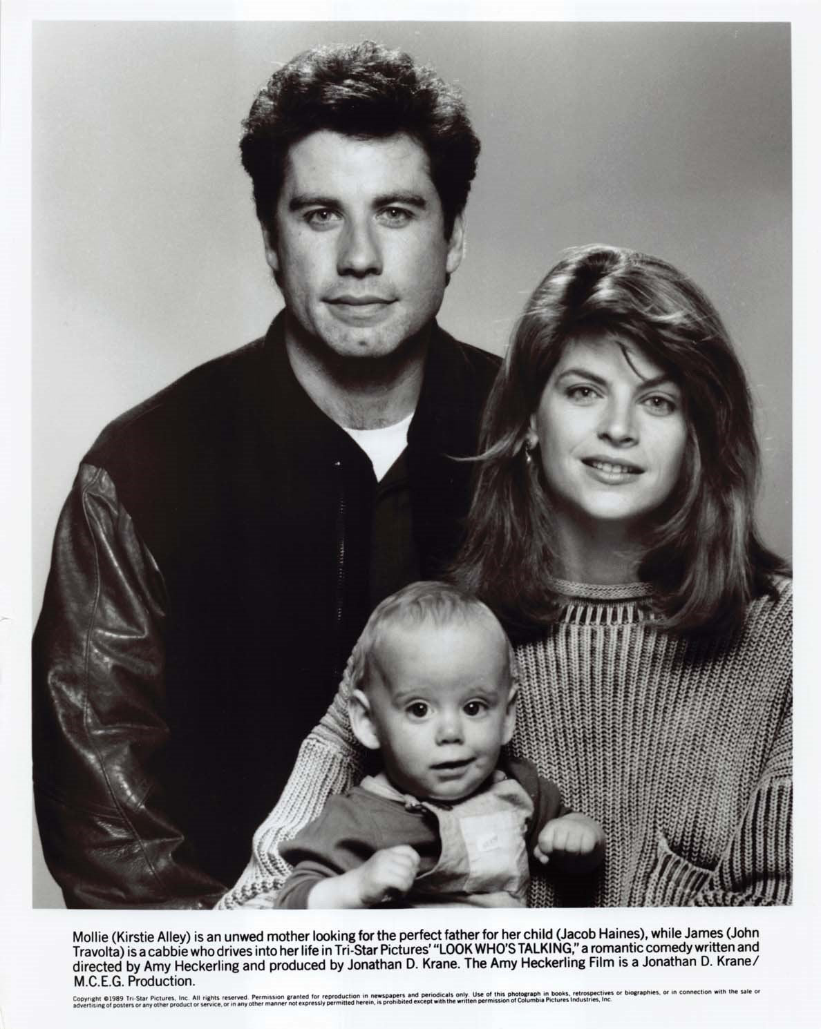 John Travolta LOOK WHO'S TALKING Kirstie Alley 1989 original 8x10 press photo